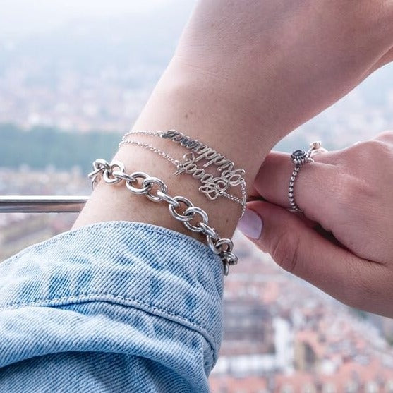 Two Name Bracelet With Heart