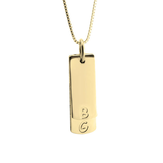 Vertical Bar Necklace With Initials