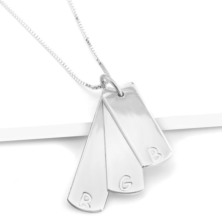 Vertical Bar Necklace With Initials