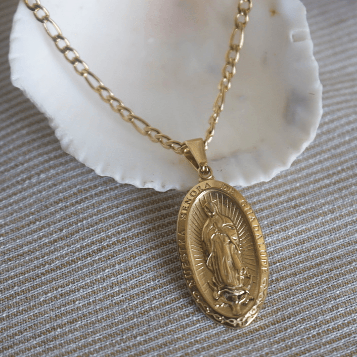 Men's Silver Necklace with Our Lady of Guadalupe Pendant – Nialaya